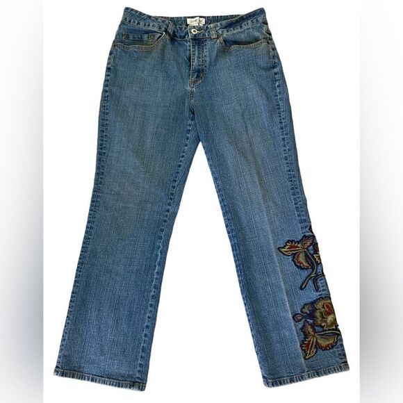 Arden B Vintage Y2K Embroidered Straight Leg Jeans Size 2 Floral Denim - Picture 3 of 9